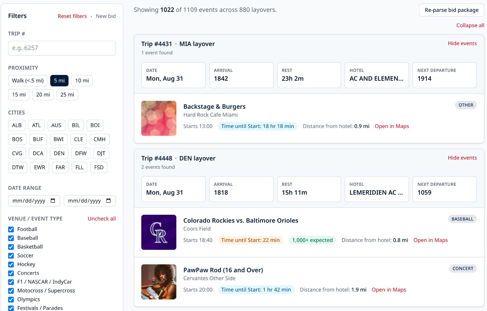 Layover Optimizer screenshot